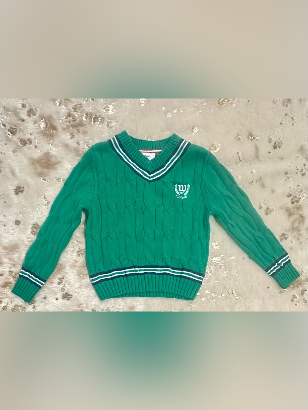 Wilson Kid’s Varsity Cable Knit Sweater Green